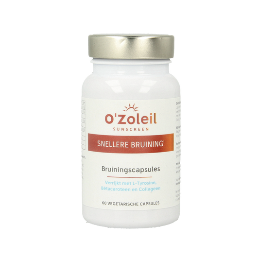 O' Zoleil Bruinings vegetarian multivitamin capsules in a bottle, dietary supplement for overall health and wellness.
