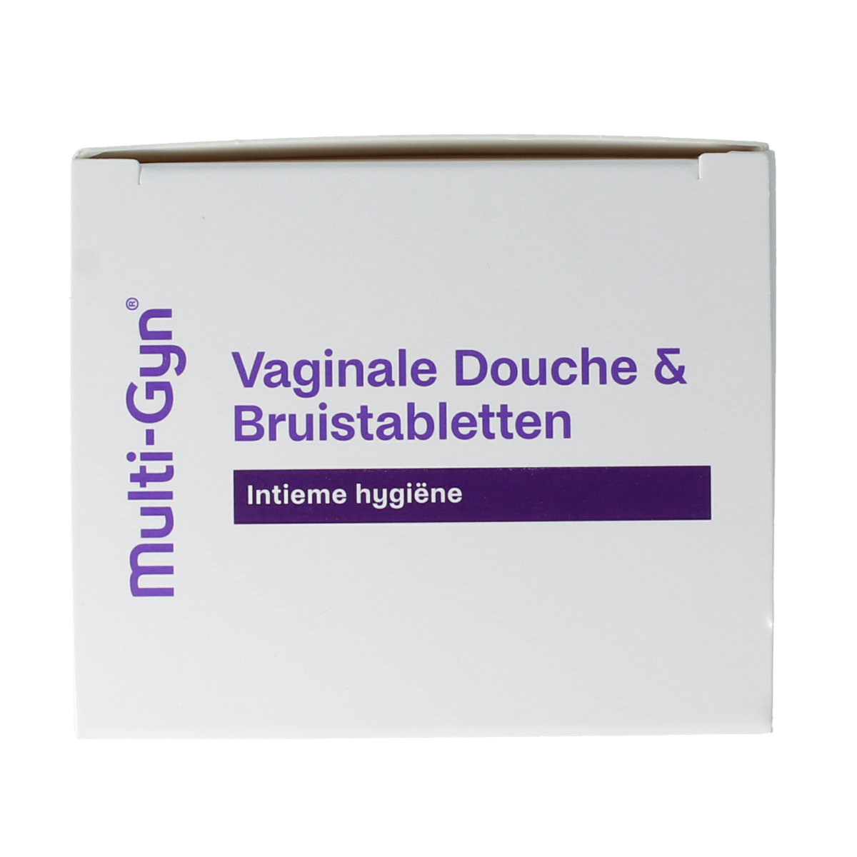 Multi GYN douche and bruistablet set for personal body care, featuring a white and blue packaging design.