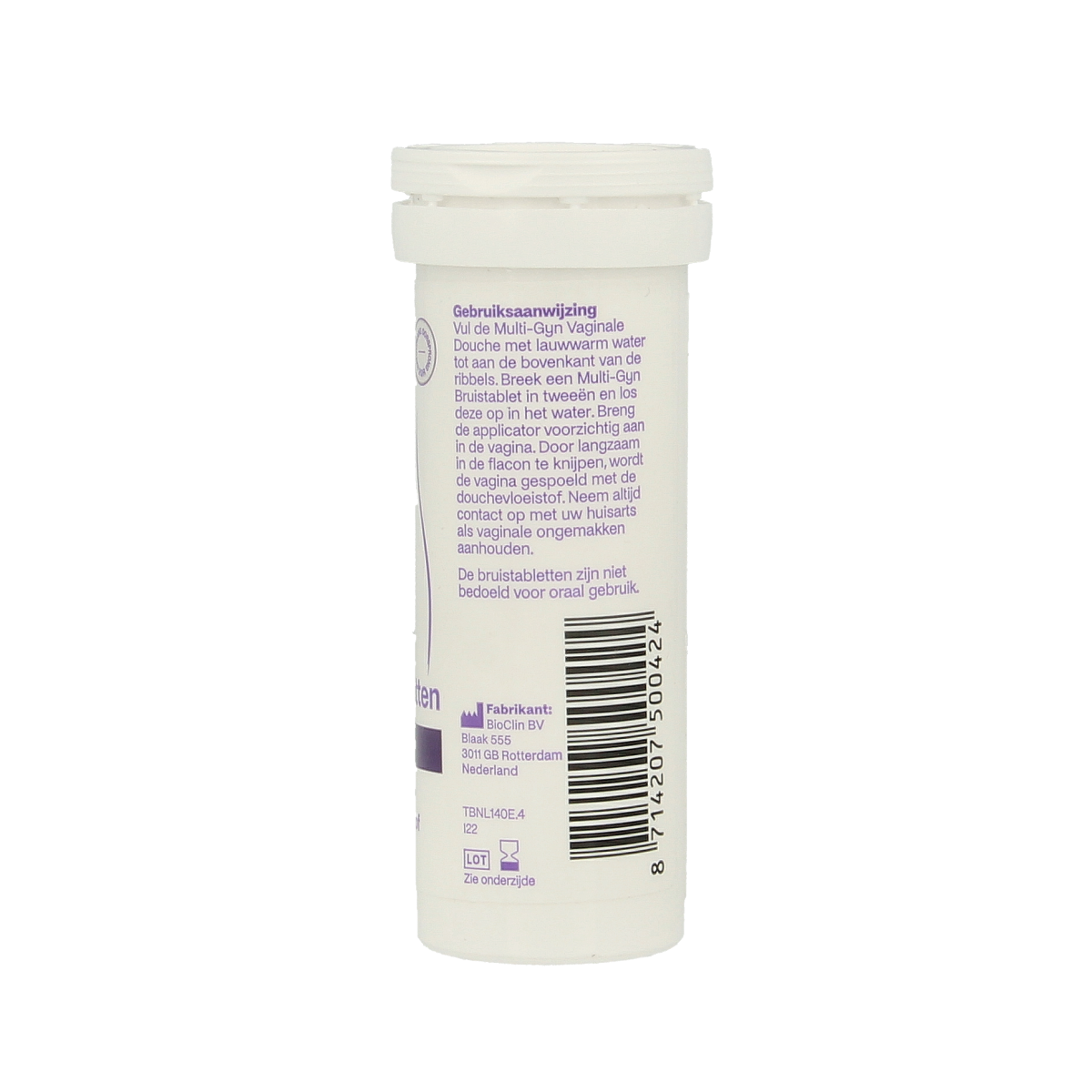 Multi GYN Bruistabletten for intimate hygiene, showing a box of 10 effervescent tablets in a natural setting.