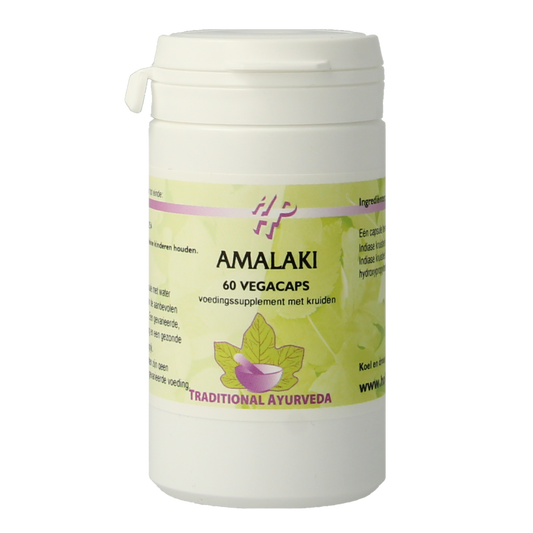 Holisan Amalaki 60 capsules, herbal supplement, featuring a bottle with green capsules and herbal packaging.