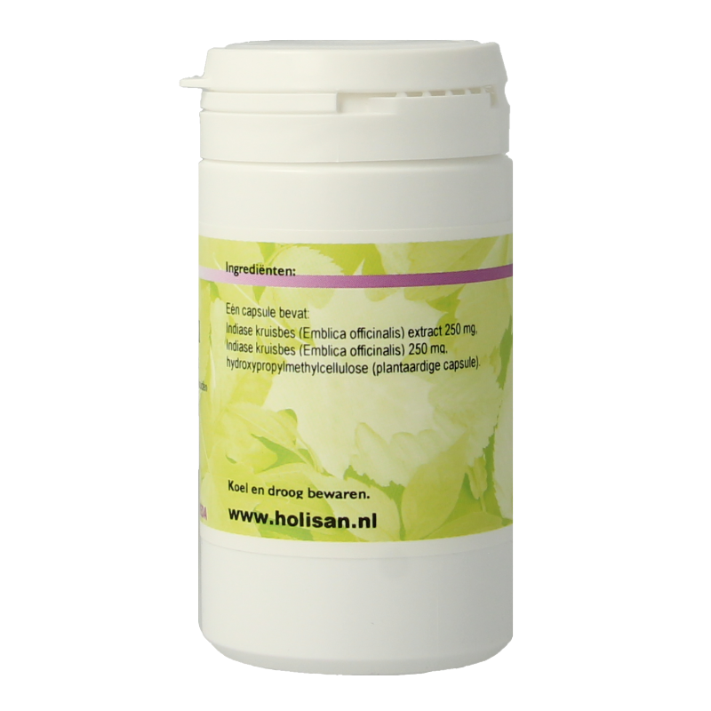 Holisan Amalaki 60 capsules herbal supplement in a white bottle with label showing the product name and brand.