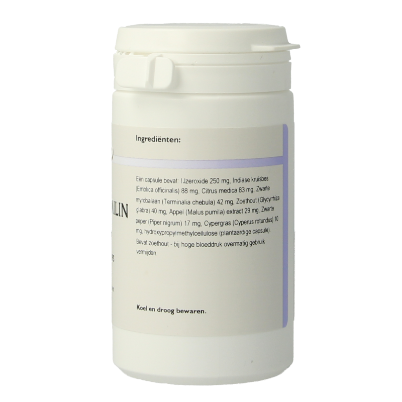 Holisan Ferro Smilin 45 vegetarian herbal capsules, showing a bottle of dietary supplement with label details.