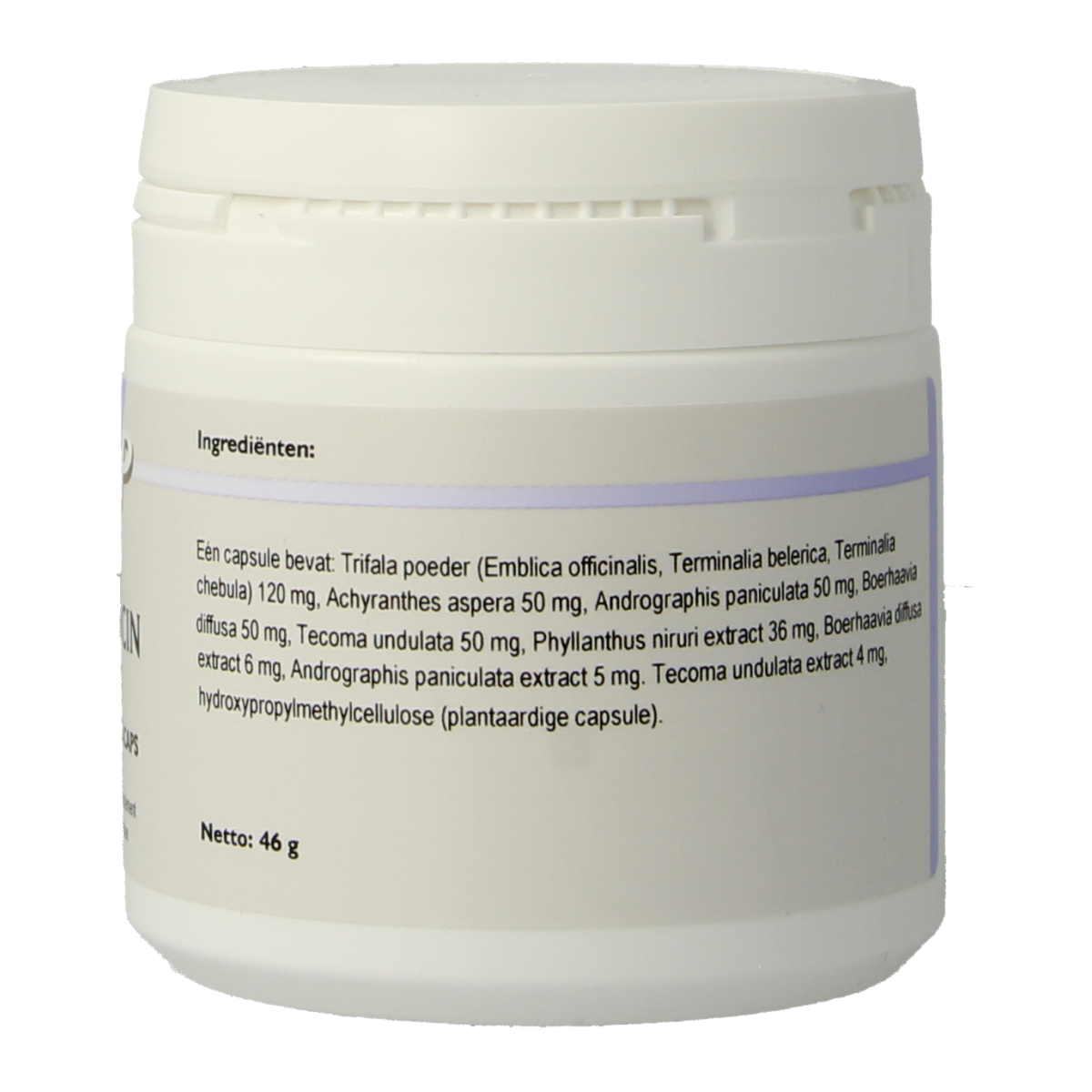 Holisan Livocin 100.00 vegetarian herbal capsules in a white bottle with a label, displayed on a plain background.