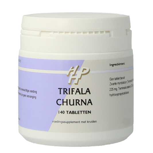 Holisan Trifala Churna tablets in a bottle, herbal supplement for digestion and detox, by Holisan.