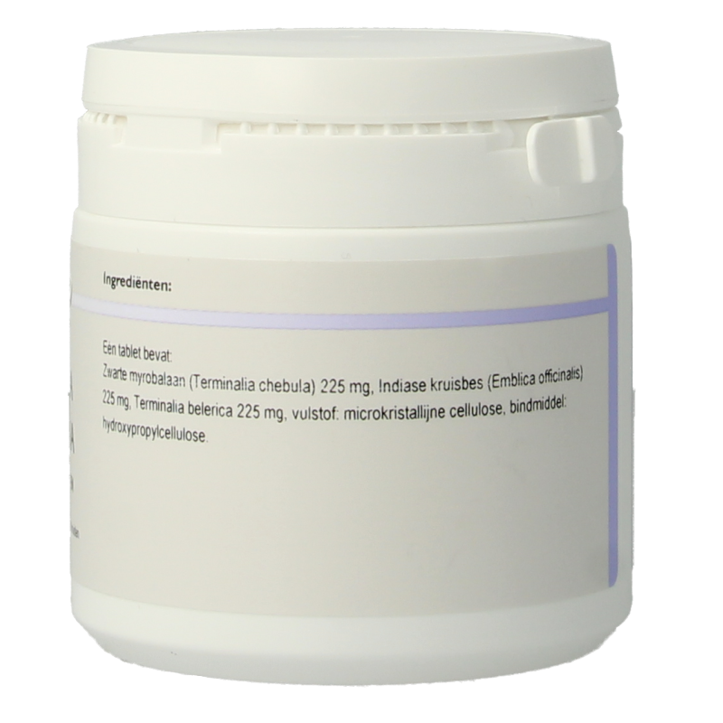 Holisan Trifala Churna herbal supplement in a bottle of 140 tablets, natural Ayurvedic kruidenpreparaat for digestion and detox.