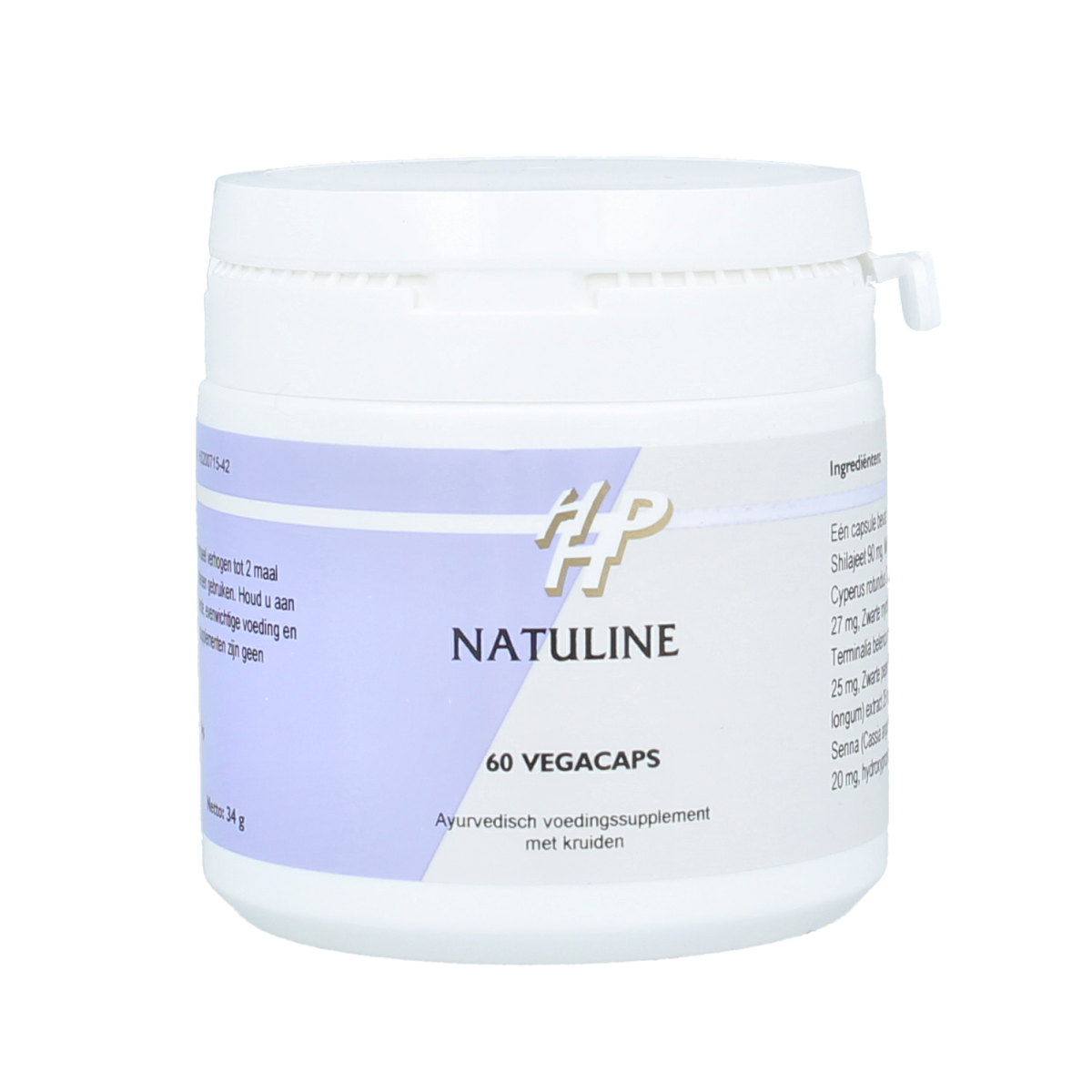 Holisan Nitaline vegetarian herbal capsules in a container, used as a herbal supplement for health and wellness.