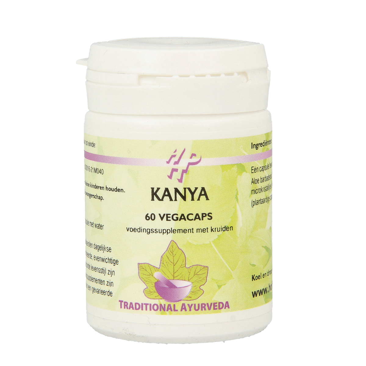 Holisan Kanya kruidenpreparaat capsules, herbal supplement in a bottle, featuring 60 capsules for wellness.
