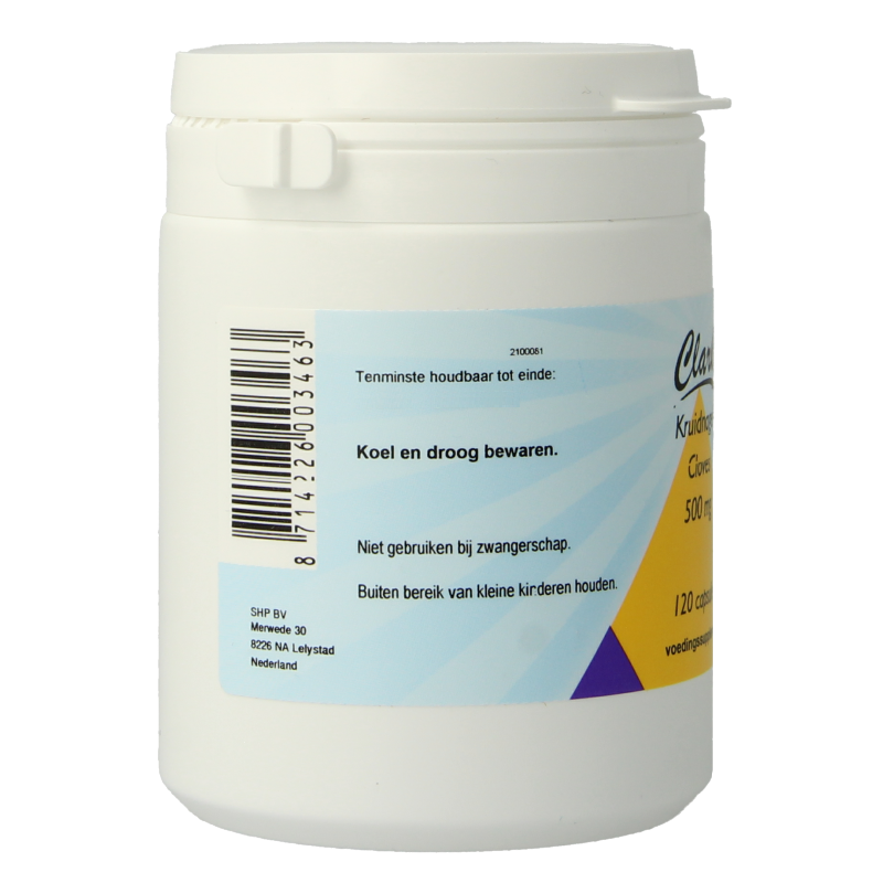 Clark Kruidenpreparaten Clove capsules, 120 capsules of dried clove spice for culinary and health uses.