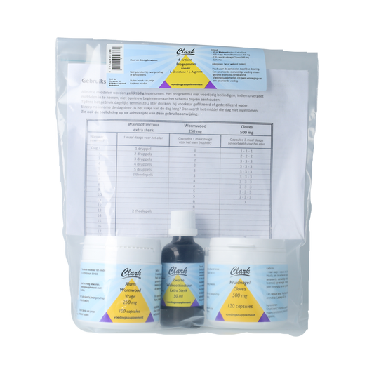 Holisan Kruidenpreparaten parasietenkuur set with ornithine and arginine, featuring herbal supplement packaging.