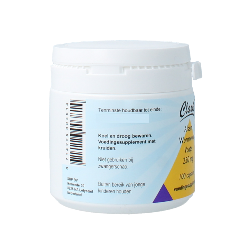 Clark Alsem and wormwood herbal capsules, vegetarian supplement in a blister pack, designed for digestive support.
