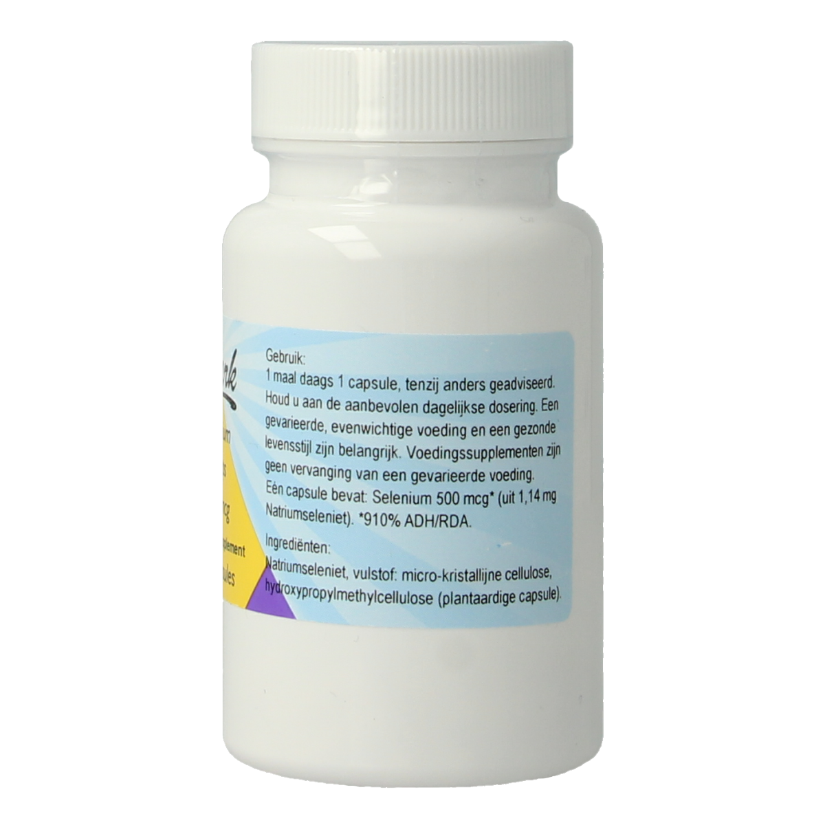 Clark Selenium 500mcg capsules, mineral supplement with natrium seleniet, shown in a bottle with 45 capsules.