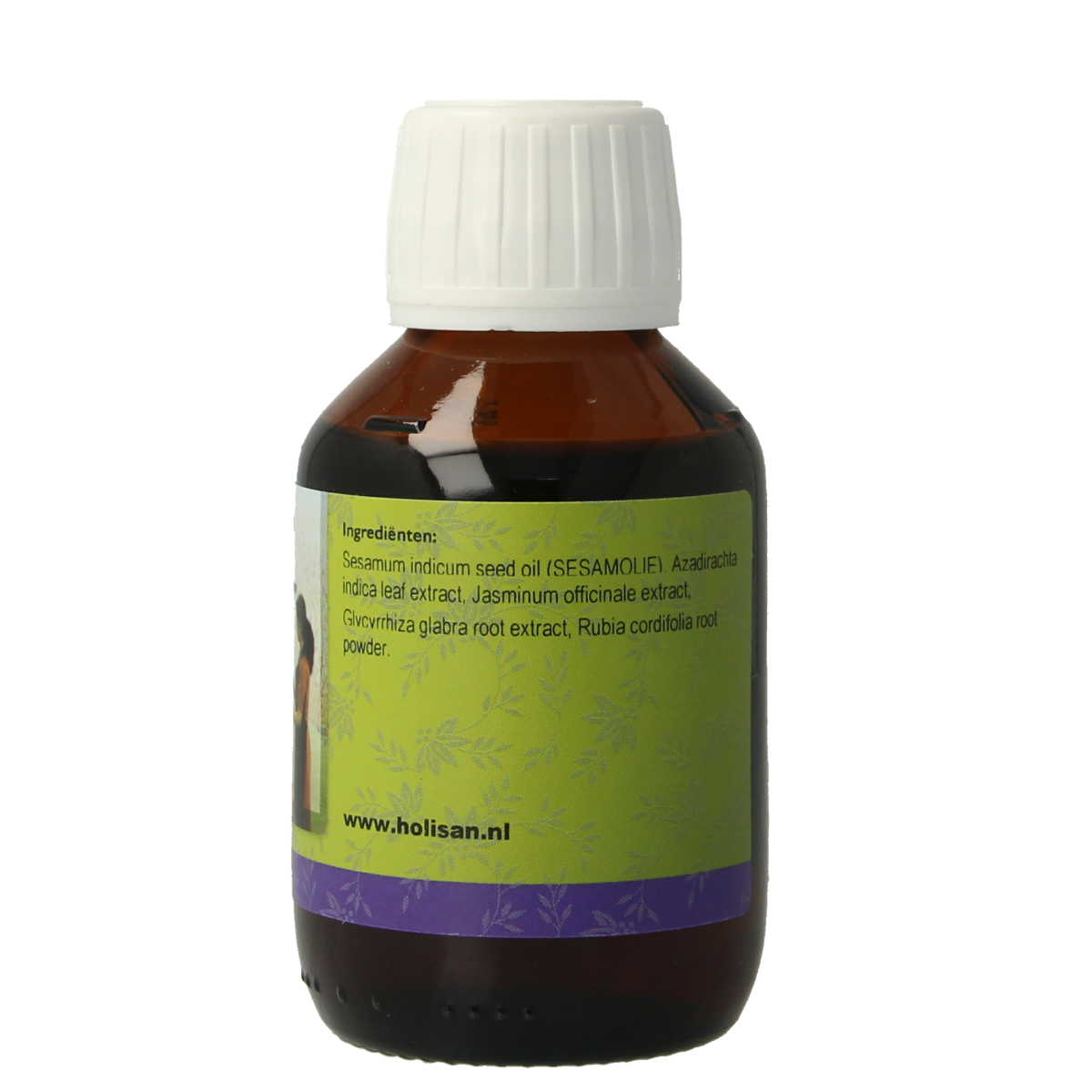 Holisan Neem oil huidolie in 100ml bottle, natural body care product with neem extract for nourishing skin.