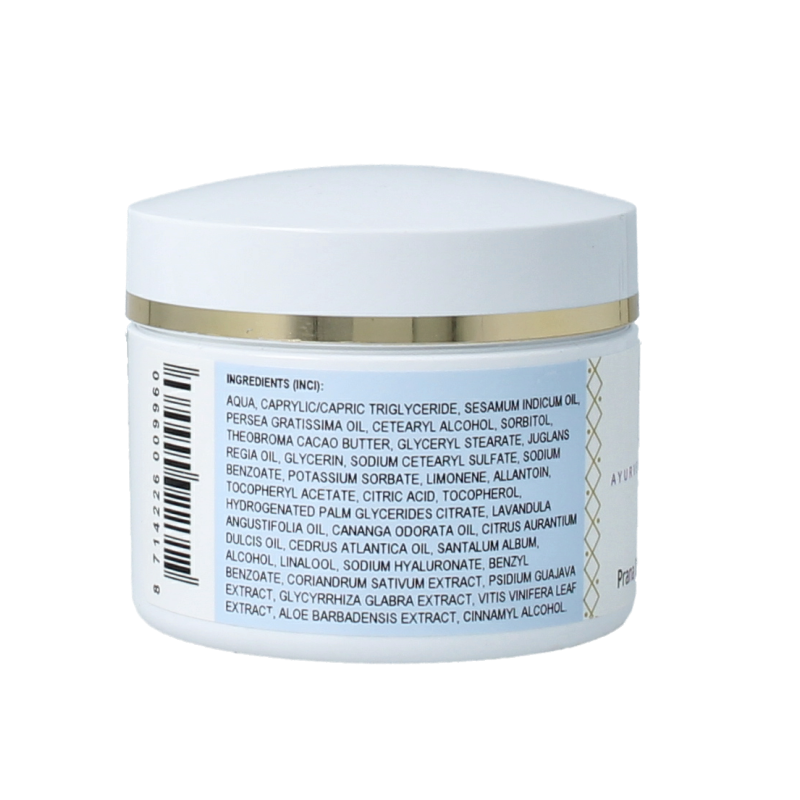 Holisan Prana Vata day cream in 50ml jar, facial skincare product with a smooth, creamy texture and natural ingredients.