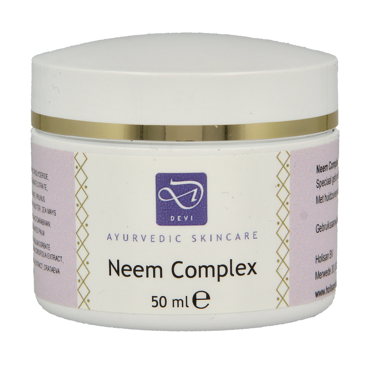 Holisan Neem Complex Devi facial skincare product in a 50ml bottle, featuring a clear label and natural ingredients, suitable for skin care.