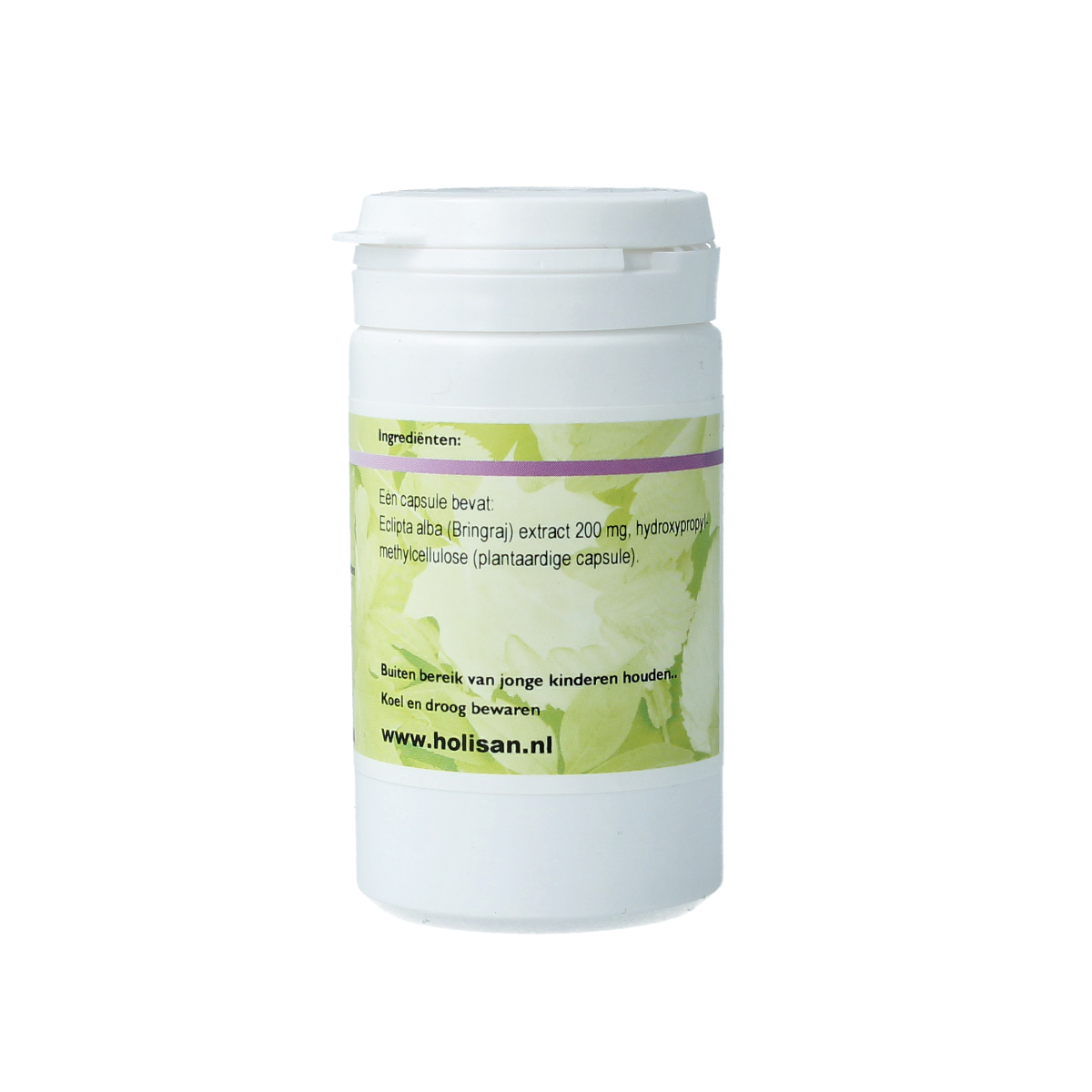 Ayurveda Bringraj vegetarian capsules, herbal supplement in a clear bottle with capsules visible inside.