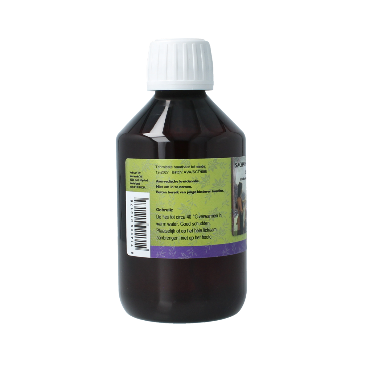Holisan Sahacharadi taila 250ml bottle for body care, with traditional herbal Ayurveda oil in a clear plastic container.