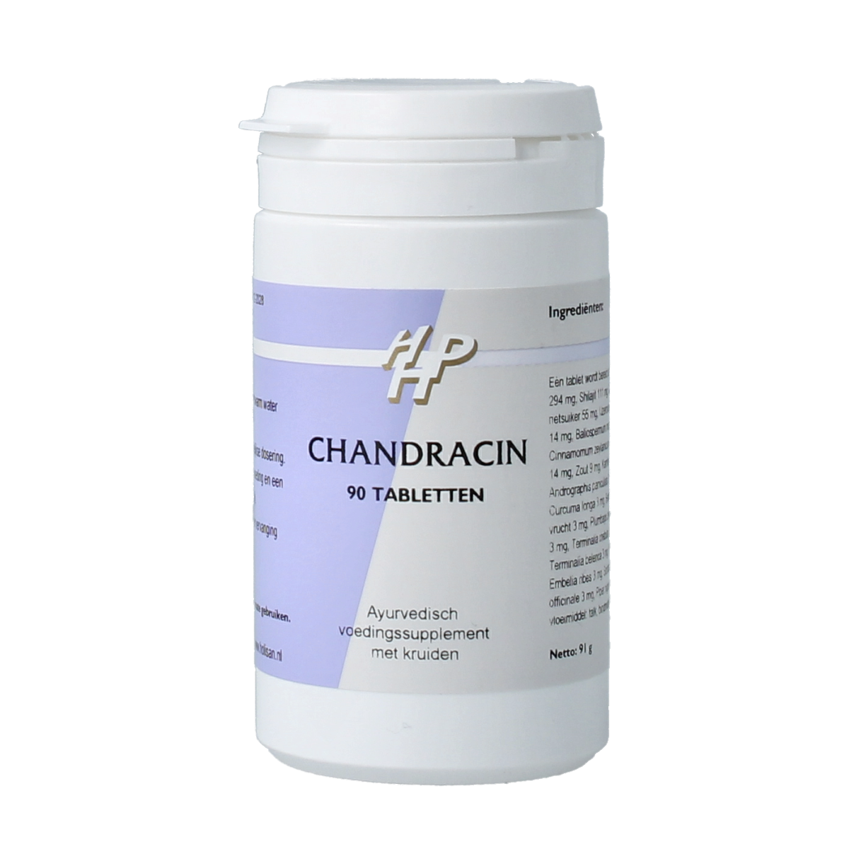 Holisan Chandracin herbal supplement tablets in a bottle, part of Holisan's herbal preparations product line.