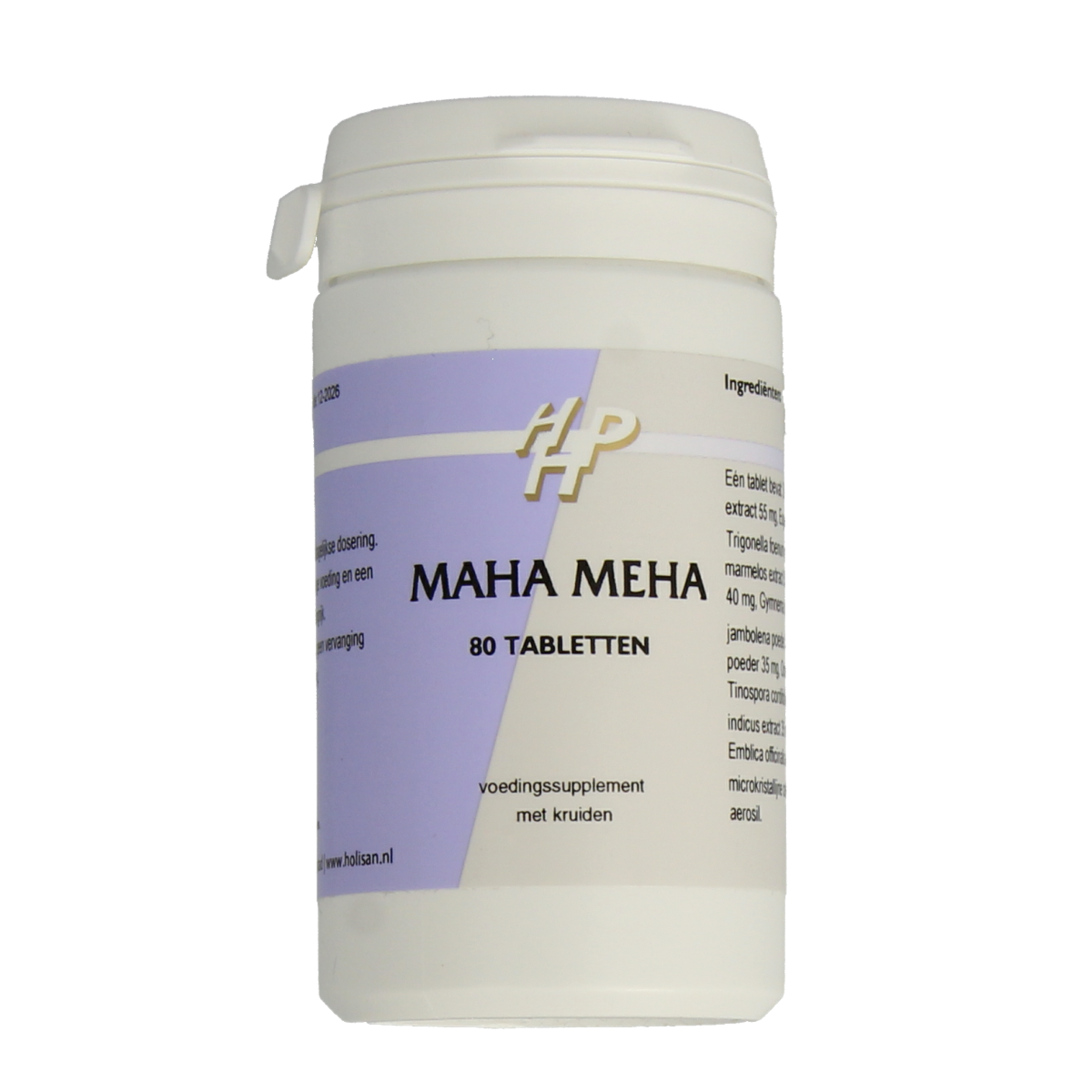 Ayurveda Maha Meha herbal supplement in 80 tablets, natural kruidenpreparaten by Ayurveda, shown in bottle with label.