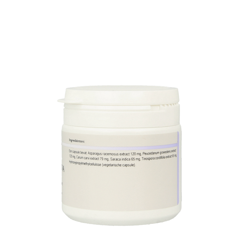 Ayurveda Yonisatva 120 vegetarian herbal capsules in a clear bottle, showcasing natural herbal supplement packaging.