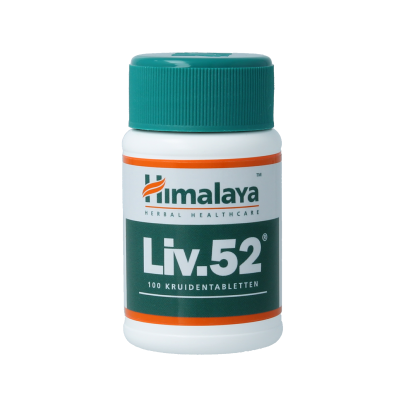 Holisan Liv 52 herbal supplement tablets in a bottle, dietary herbal remedy for liver health, 100 tablets in packaging.