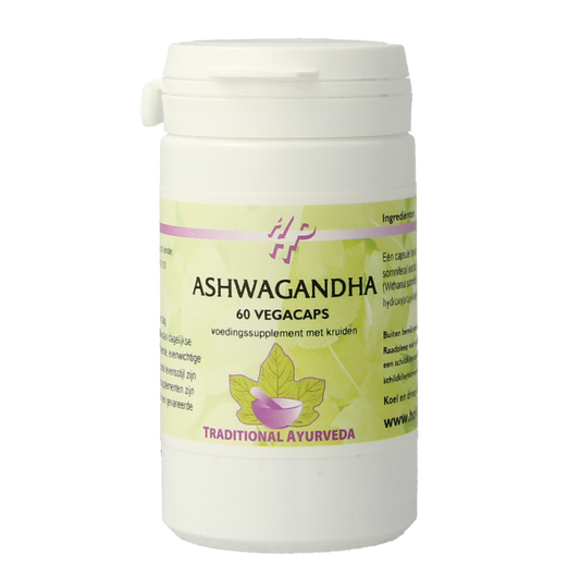 Holisan Ashwagandha 60 vegetarian capsules in a bottle, herbal supplement packaging for stress relief and wellness.