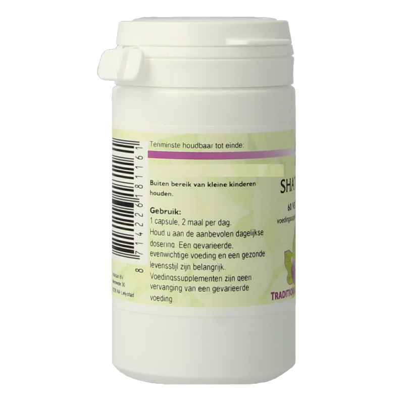 Holisan Shatavari herbal capsules in a clear bottle, vegetarian dietary supplement for women's health and hormonal balance.