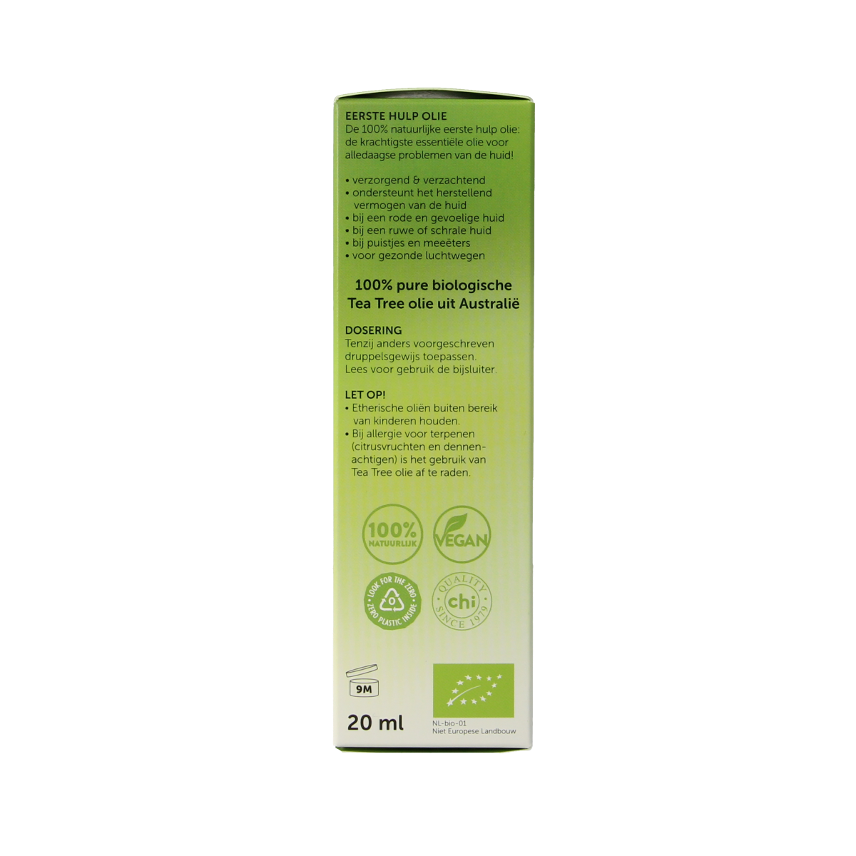 Chi Tea Tree Bio first aid body care product in 20ml bottle, natural skincare with tea tree for soothing skin.