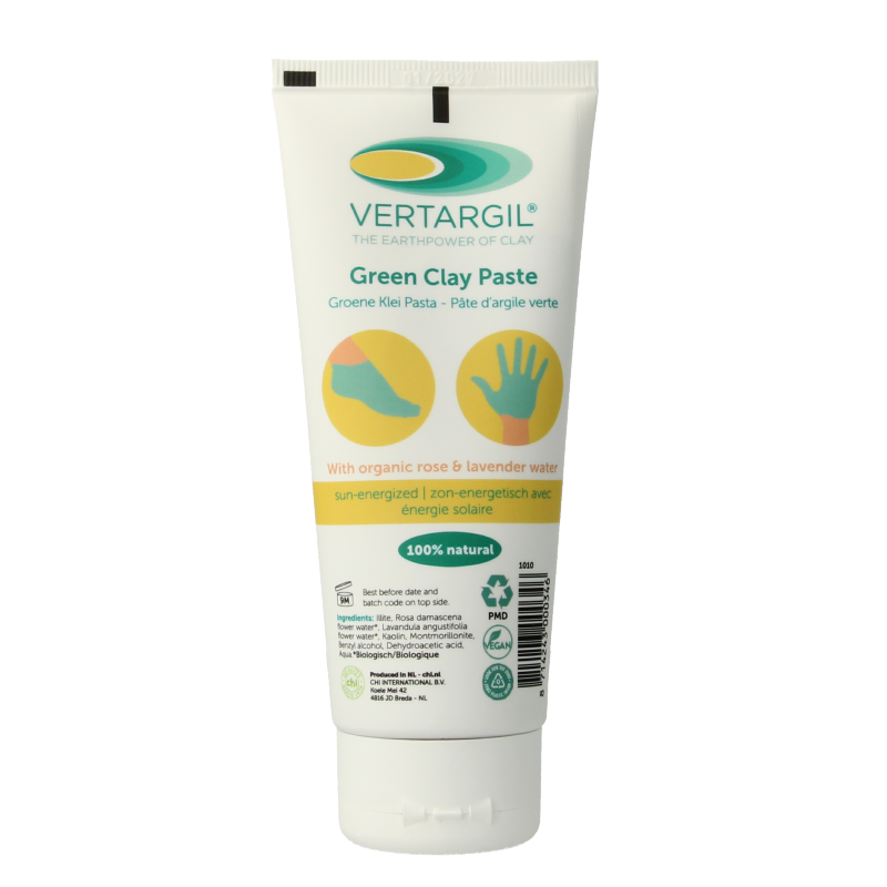 Vertargil green clay paste in 100ml tube for body care, natural skincare product from Vertargil.