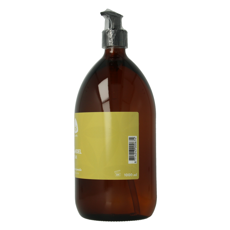 Chi Amandelolie 1 Liter almond body care oil bottle with a natural, soothing appearance for skin nourishment and relaxation.