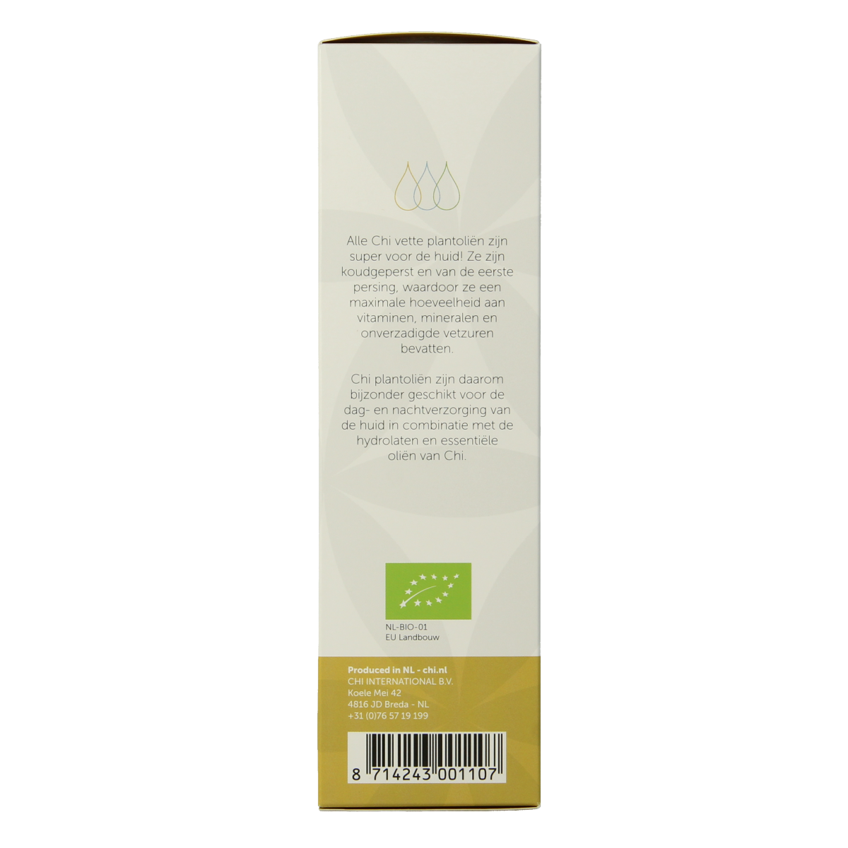 Organic Chi Hazelnoot olie in 100ml bottle, natural body care product with hazelnut oil for skin nourishment and hydration.