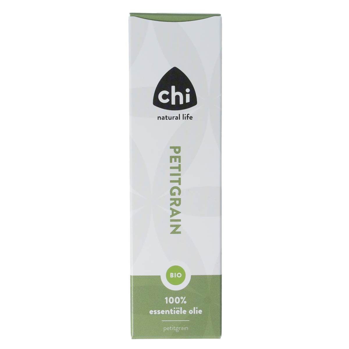 Organic Chi Petitgrain essential oil in a 10ml bottle, natural and eco-friendly, with a clear glass container and label.