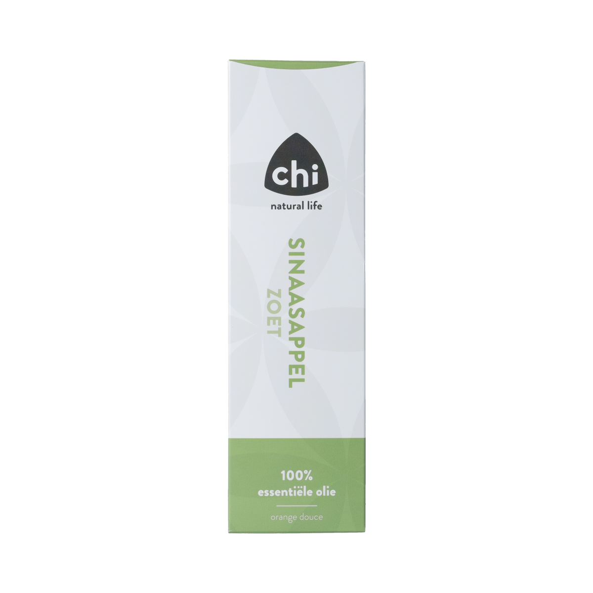 Chi brand Sinaasappel zoete etherische olie in 100ml bottle, showcasing a clear container with orange-colored oil.