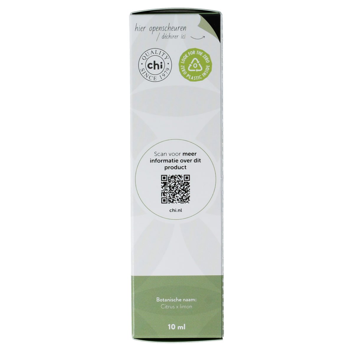 Chi Citroen essential oil in a 10ml bottle, showcasing the clear liquid and label of the Chi brand ethereal oil.