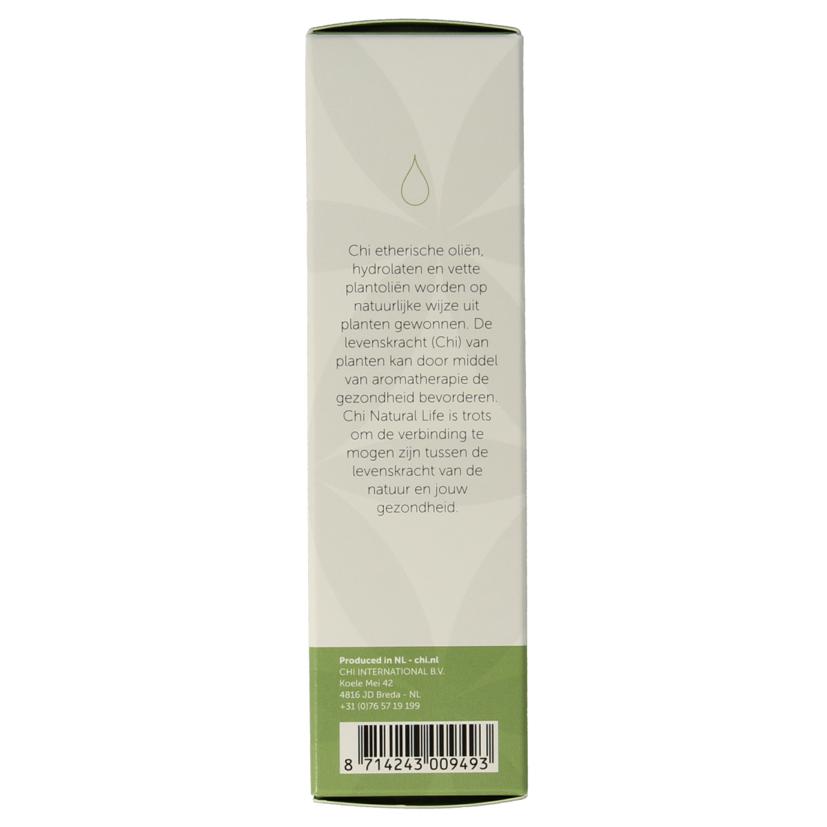 Chi Mandarijn essential oil bottle, 10ml, natural citrus fragrance, in a clear glass container with a white cap.
