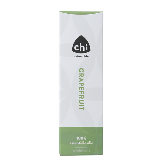 Chi Grapefruit essential oil bottle, 20ml, natural citrus scent from Chi brand, with a clear label and orange-colored cap.
