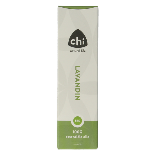 Chi Lavandin organic essential oil in a 10ml bottle, with a clear label showing the product and brand information.
