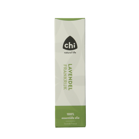 Chi Lavendel France essential oil, 10ml, in a clear glass bottle with lavender flowers on the label.