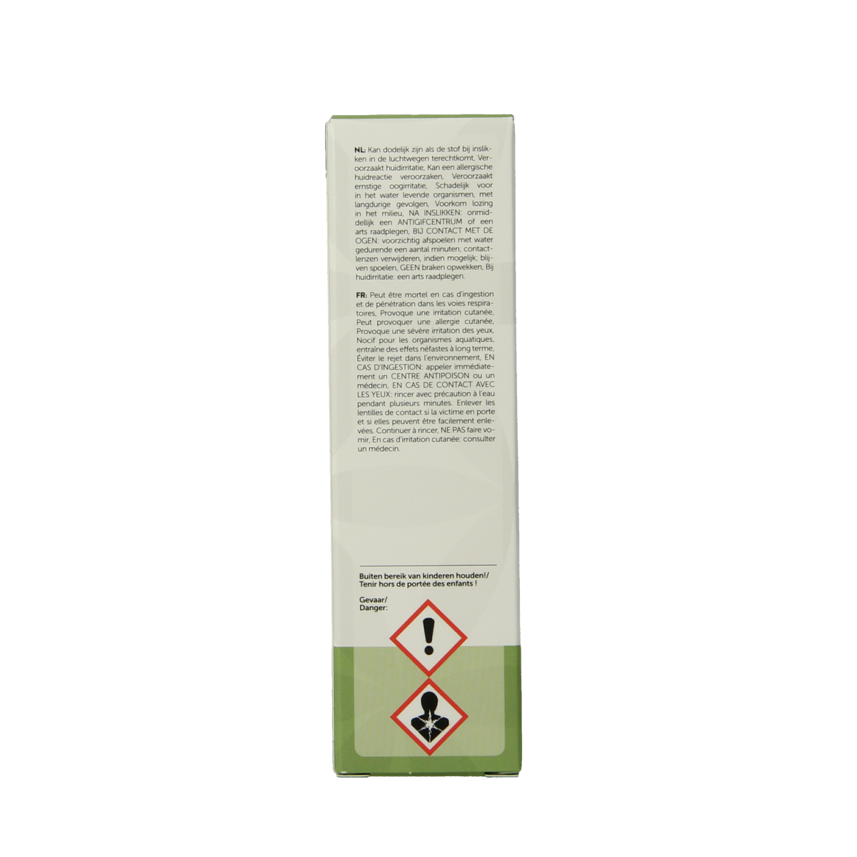 Chi Lavendel Frankrijk etherische olie in een 10 ml fles, met lavendelbloemen en olie in een glazen fles.