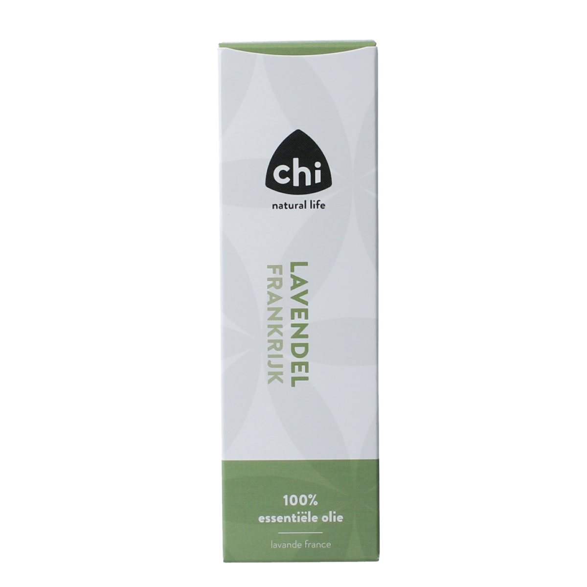 Chi Lavendel France essential oil bottle, 20ml, with lavender flowers and a dark glass container, showcasing natural lavender aroma.