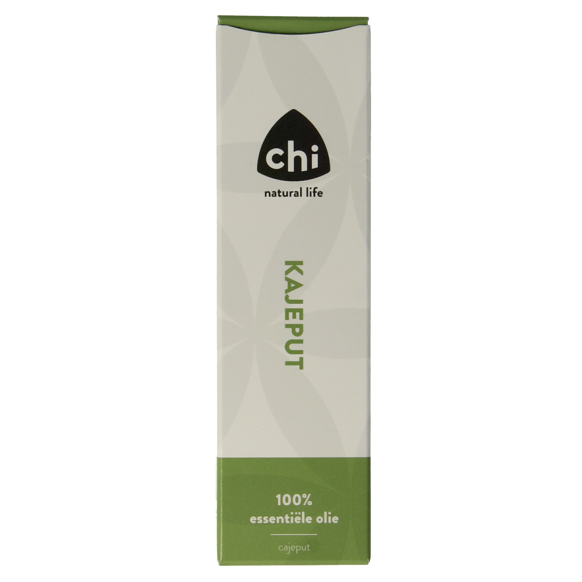 Chi brand Kajeput essential oil in a 10ml bottle, featuring a clear label with product details and a dark amber glass container.