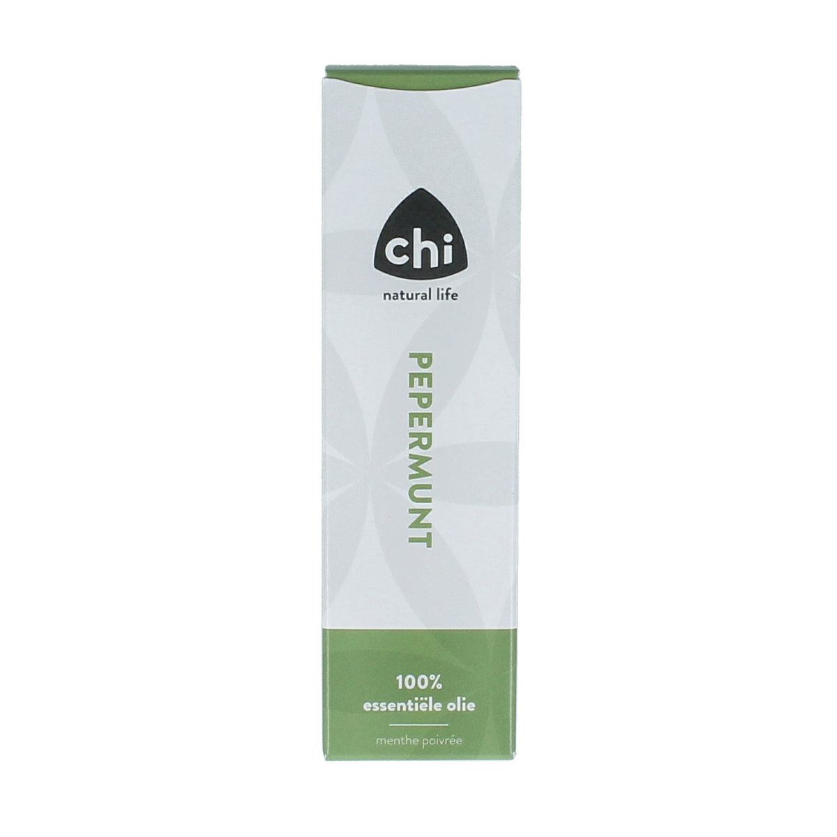 Chi Pepermunt Chinese cultivar essential oil bottle, 10ml, showing the clear glass container and label of the Chi brand.
