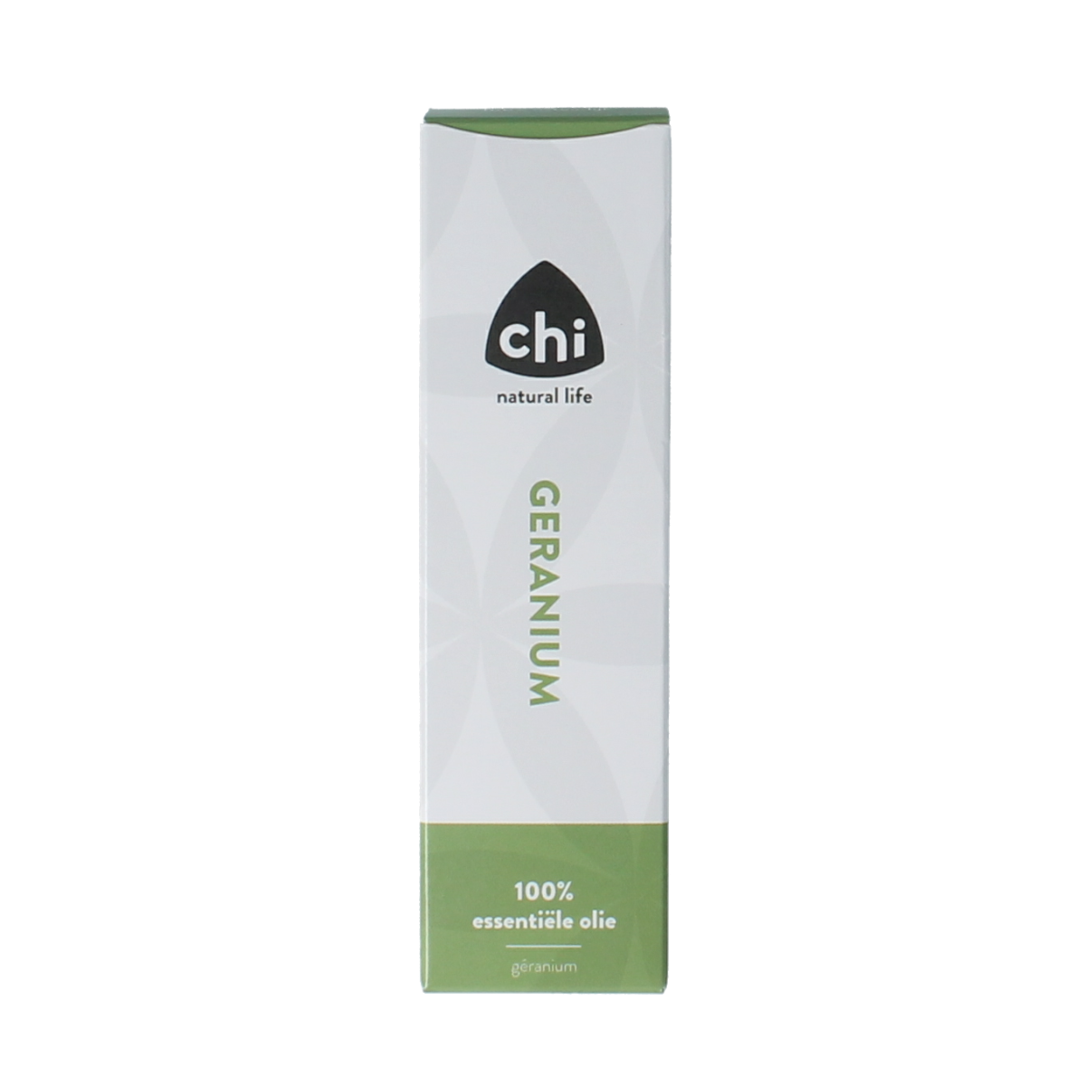 Chi Geranium Egypte essential oil in a 10ml bottle, showcasing the clear liquid and packaging of the etherische oliën product.