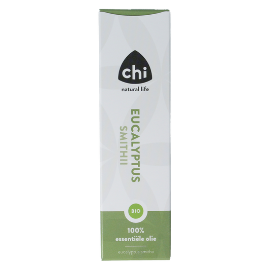 Chi Eucalyptus Smittii bio essential oil in a 10ml bottle, showcasing the dark glass container and label for aromatic use.