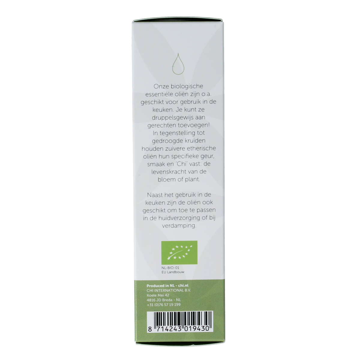 Chi Eucalyptus Smittii bio essential oil in a 10ml bottle, featuring a clear glass container and white cap.