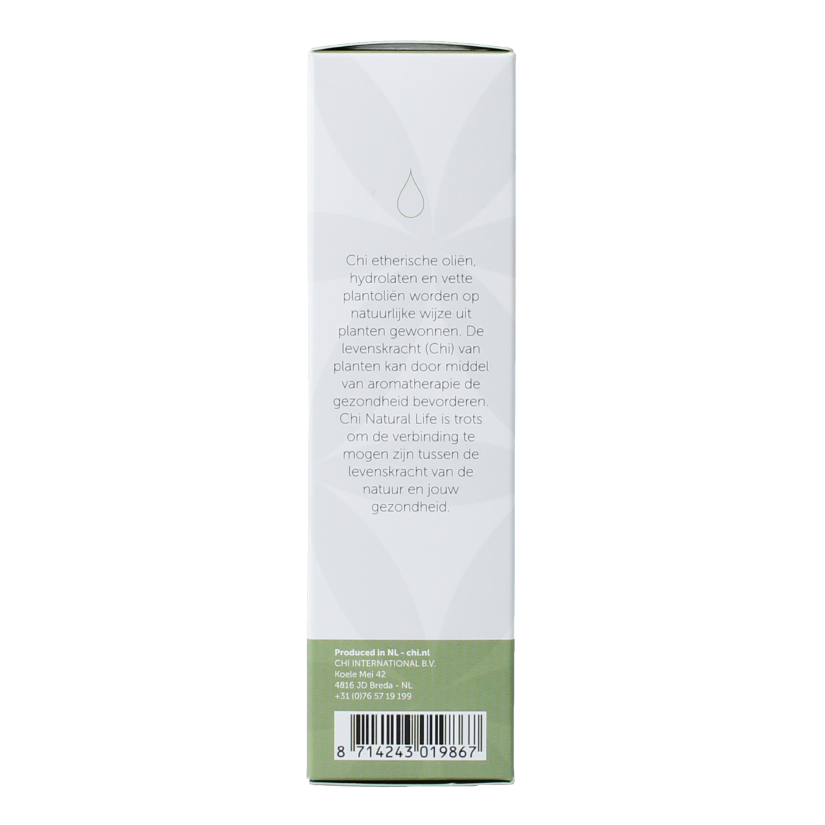 Chi Patchouli essential oil in a 10ml bottle, showcasing the amber glass container and product label.