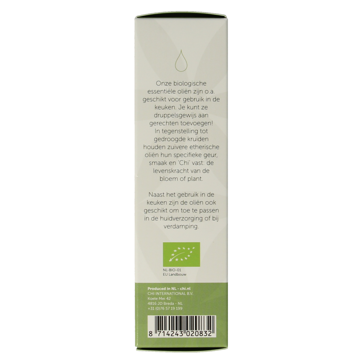 Chi Rozemarijn cineol bio essential oil in a 10ml bottle, showcasing the clear glass container and label.