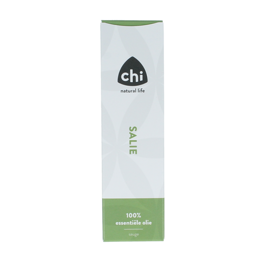 Chi Salie cultivar essential oil bottle, 10ml, natural etherische oliën from Chi, with a clear label and amber glass bottle.