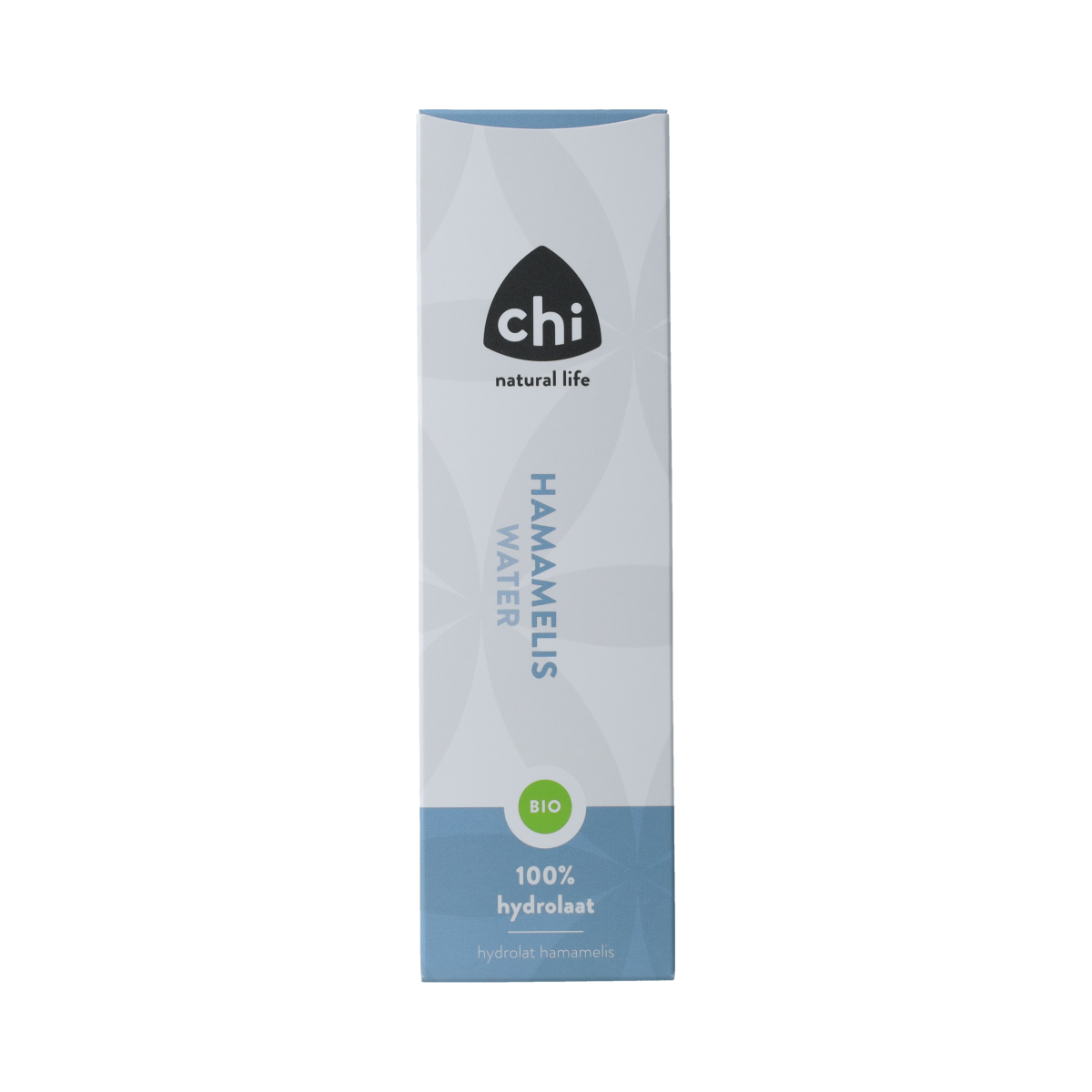 Chi Hamamelis hydrolat bio, 150ml, natural facial toner in a clear spray bottle with a white cap and label.