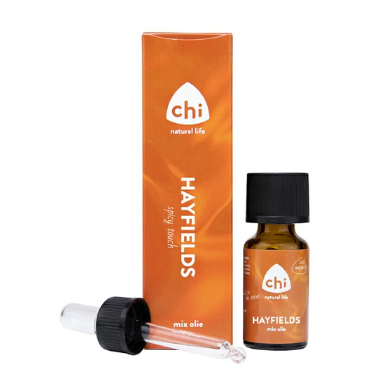 Chi Hay Fields Mix Etherische Oliën in 10ml bottle, natural essential oil blend with herbal and floral scent.