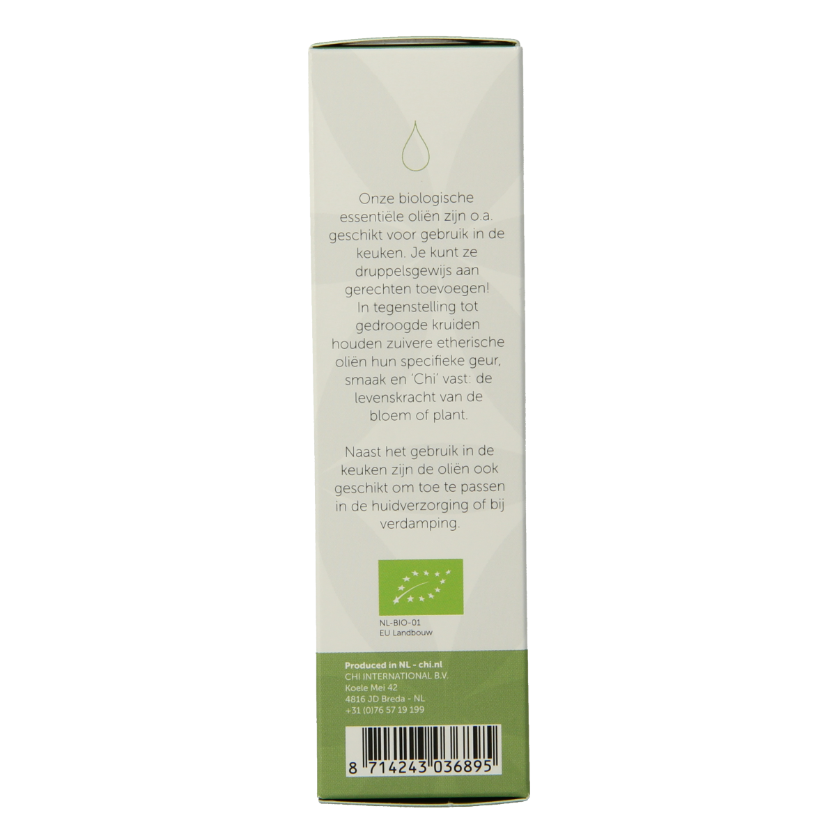 Organic Chi Rozemarijn verbenon essential oil in 2.5ml bottle, natural herbal aroma, eco-friendly and pure.